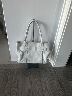 Salvatore Ferragamo White Pebbled Leather Tote